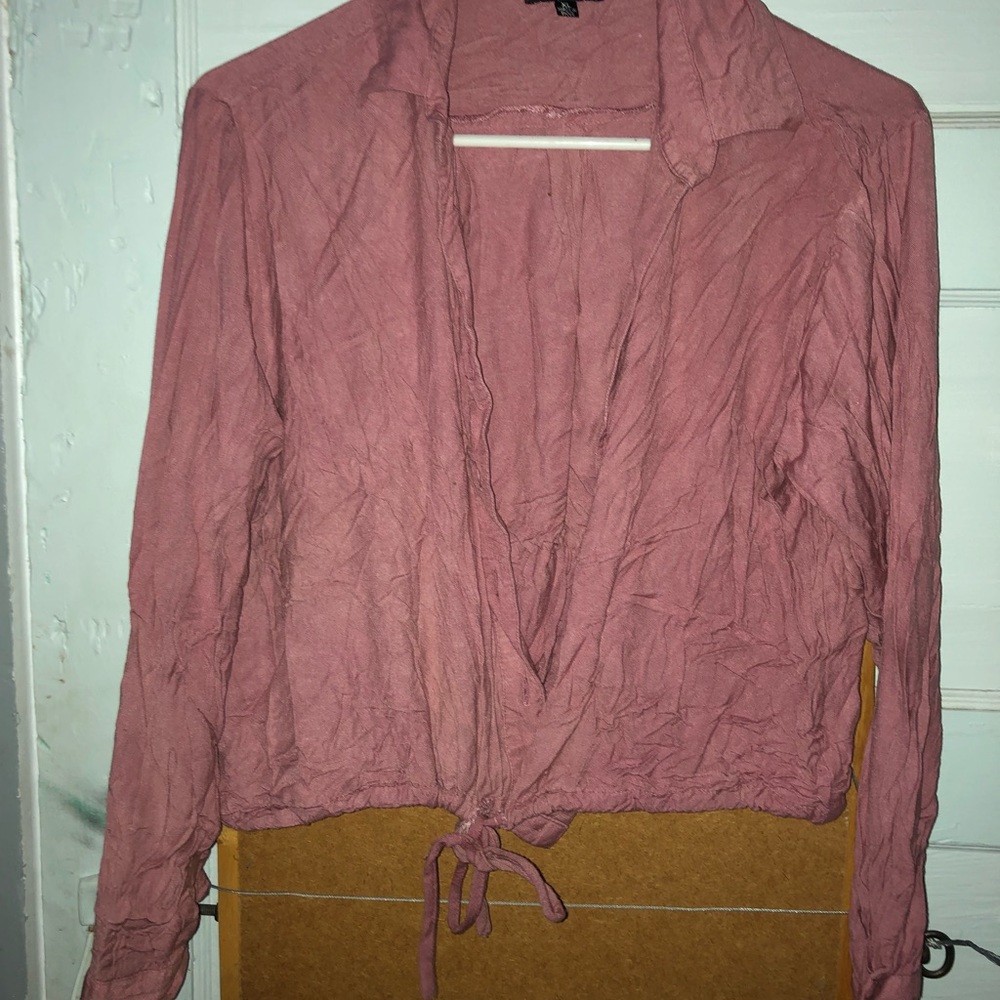 Style envy cropped pink button blouse